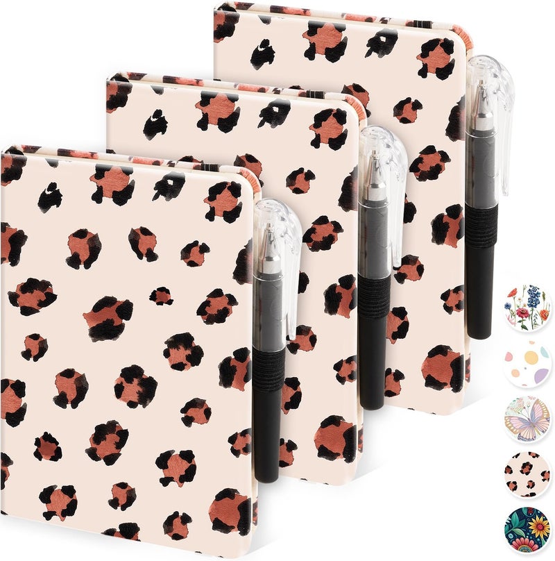 NIRMIRO Pocket Journal Notebook for Women Girls, 3 Pack Small Mini Notebook Journals with Pen, A6 (3.7" x 5.7") Leopard Cover Lined Notepad with 100GSM Thick Paper, Office Home School Supplies - Image 1